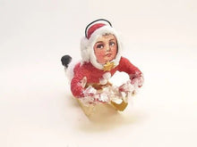 Load image into Gallery viewer, Red Sledding Child - Vintage Inspired Spun Cotton - Bon Ton goods
