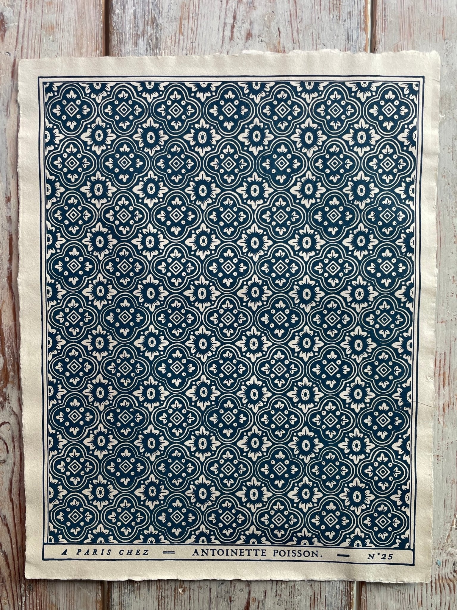'Renaissance' Bleu Indigo Handmade Domino Paper | Antoinette Poisson - Bon Ton goods