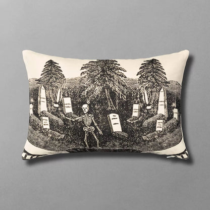 Rest In Peace Skeleton Graveyard Rectangle Throw Pillow | John Derian - Bon Ton goods