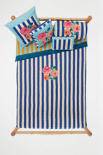 Load image into Gallery viewer, REVERSIBLE QUILT Nizam Stripes Blue Natural - Bon Ton goods
