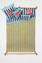 Load image into Gallery viewer, REVERSIBLE QUILT Nizam Stripes Blue Natural - Bon Ton goods
