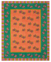 Load image into Gallery viewer, REVERSIBLE QUILT Ortensia Peach Emerald - Bon Ton goods
