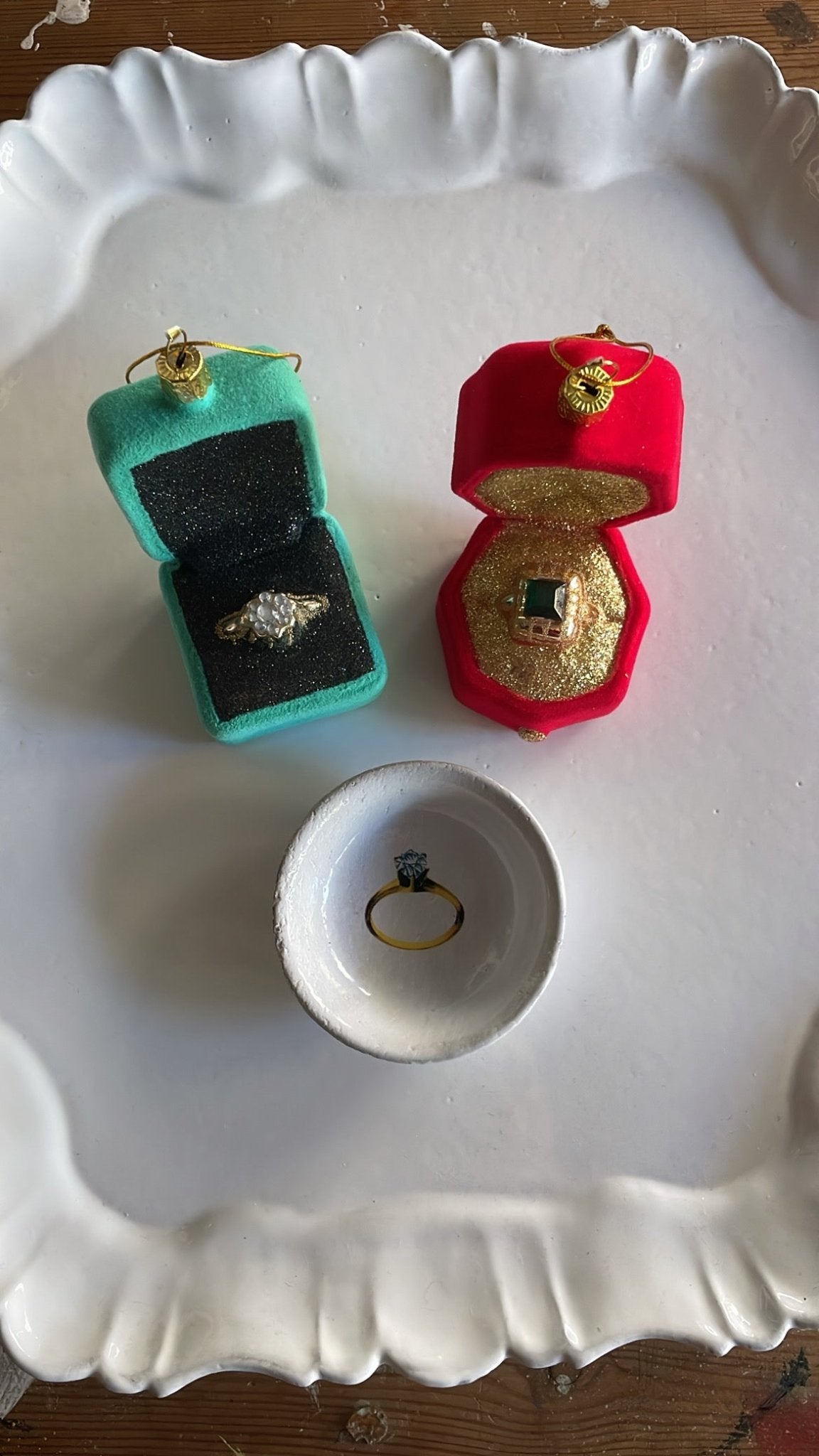 Ring in Presentation Box - Blue | Christmas Ornament - Bon Ton goods