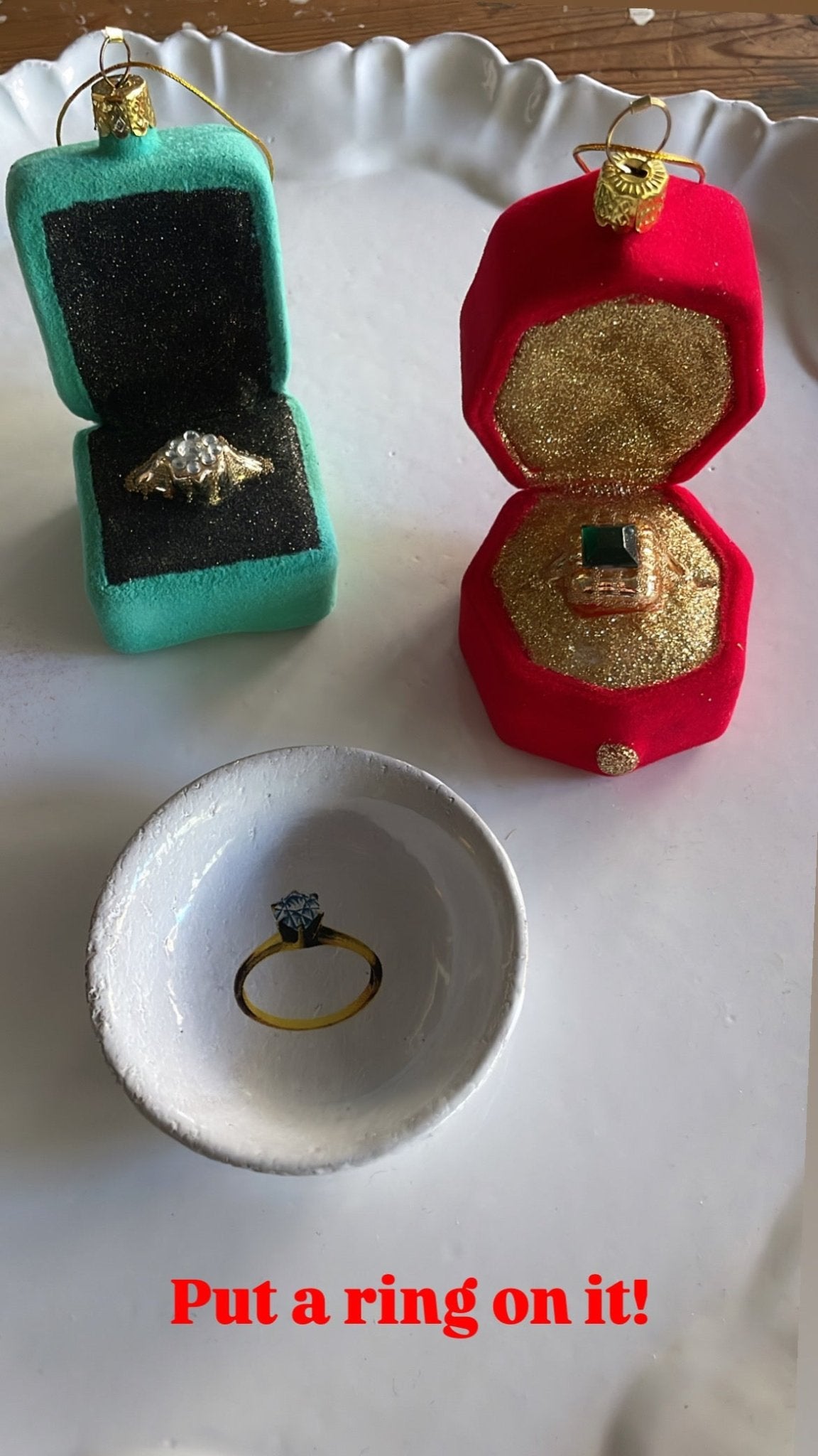 Ring in Presentation Box - Blue | Christmas Ornament - Bon Ton goods