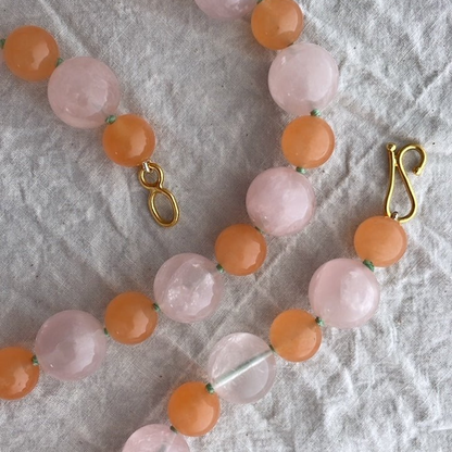 Rose Quartz & Orange Quartz Bead Necklace | Mikkel Brøgger