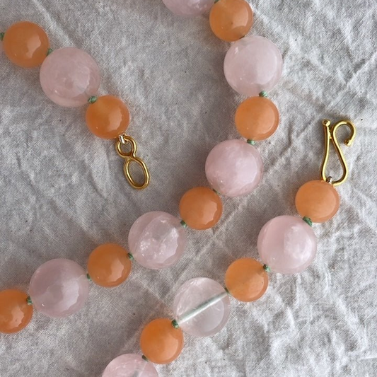 Rose Quartz & Orange Quartz Bead Necklace | Mikkel Brøgger