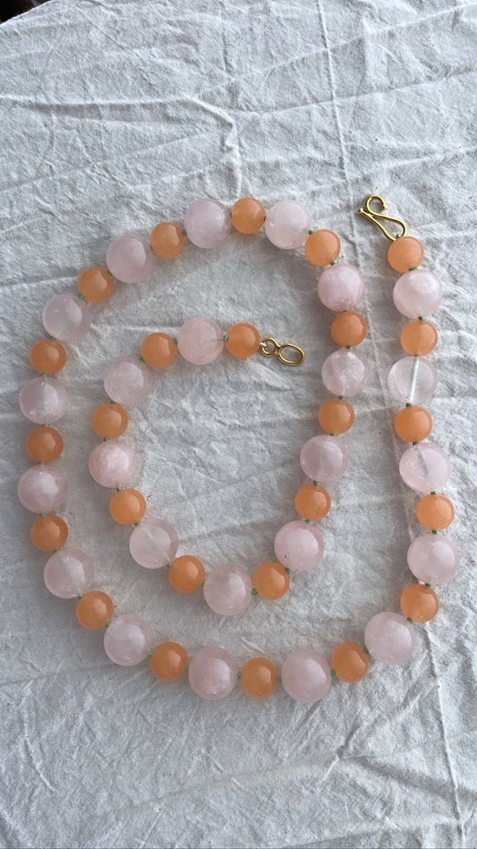 Rose and Orange Quartz Necklace - Bon Ton goods