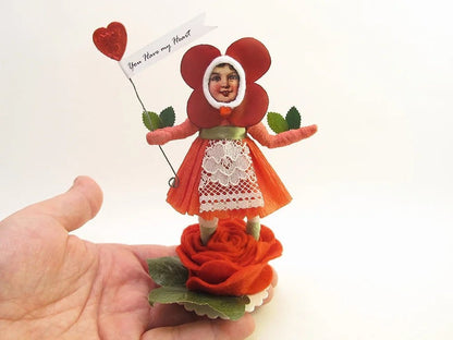 Rose Blossom Flower Girl Figure - Vintage by Crystal | Vintage by Crystal Spun Cotton Ornament - Bon Ton goods