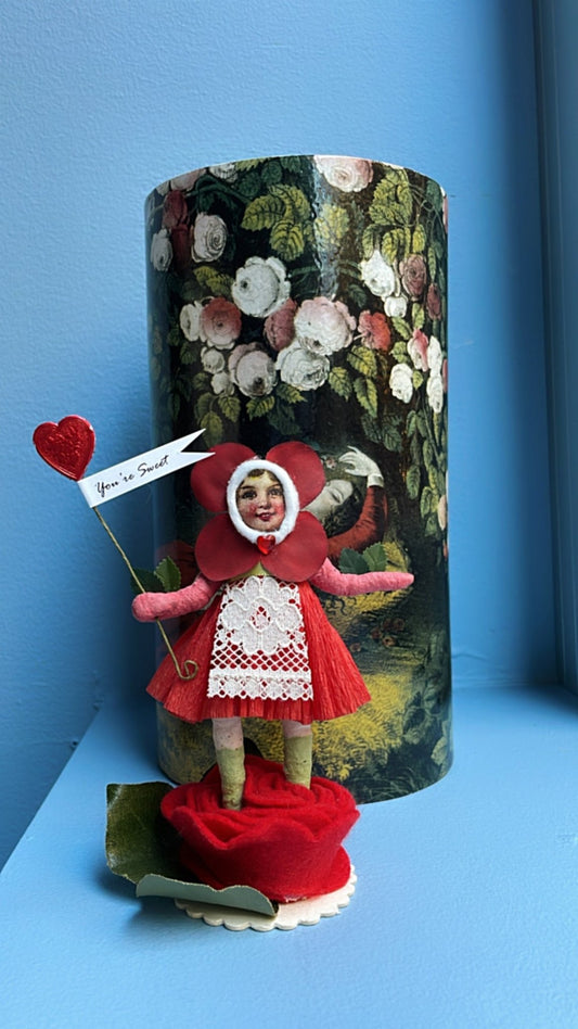 Rose Blossom Flower Girl Figure - Vintage by Crystal | Vintage by Crystal Spun Cotton Ornament - Bon Ton goods