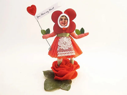 Rose Blossom Flower Girl Figure - Vintage by Crystal | Vintage by Crystal Spun Cotton Ornament - Bon Ton goods