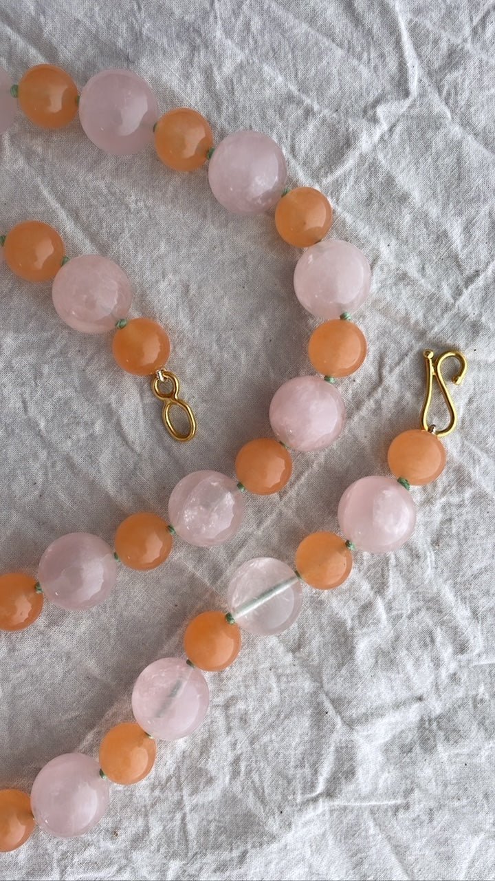 Rose Quartz & Orange Quartz Bead Necklace | Mikkel Brøgger - BON TON goods