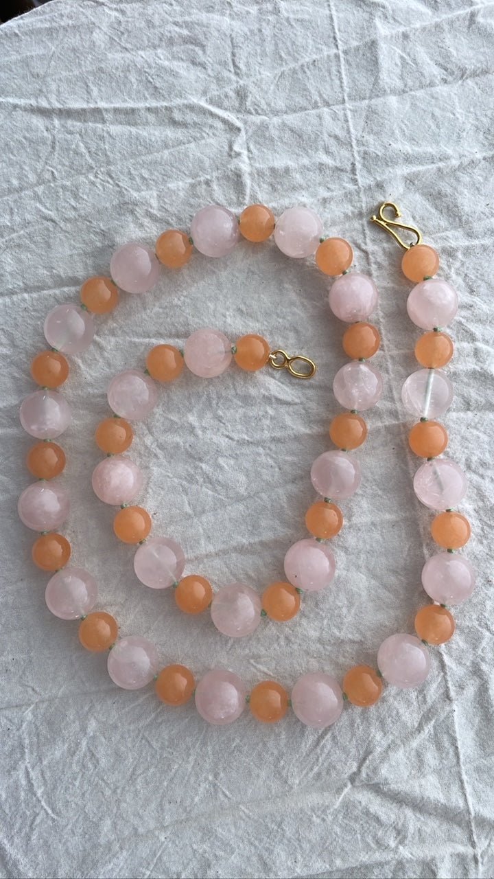 Rose Quartz & Orange Quartz Bead Necklace | Mikkel Brøgger - BON TON goods