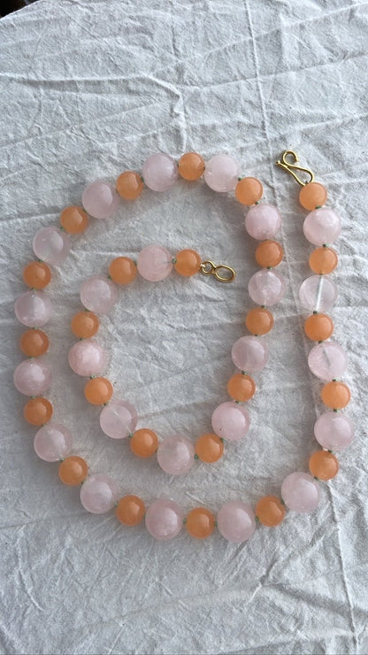 Rose Quartz & Orange Quartz Bead Necklace | Mikkel Brøgger - BON TON goods