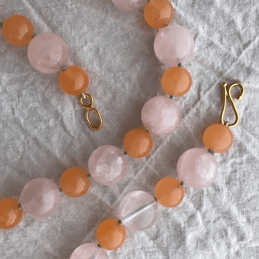 Rose Quartz & Orange Quartz Bead Necklace | Mikkel Brøgger - Bon Ton goods