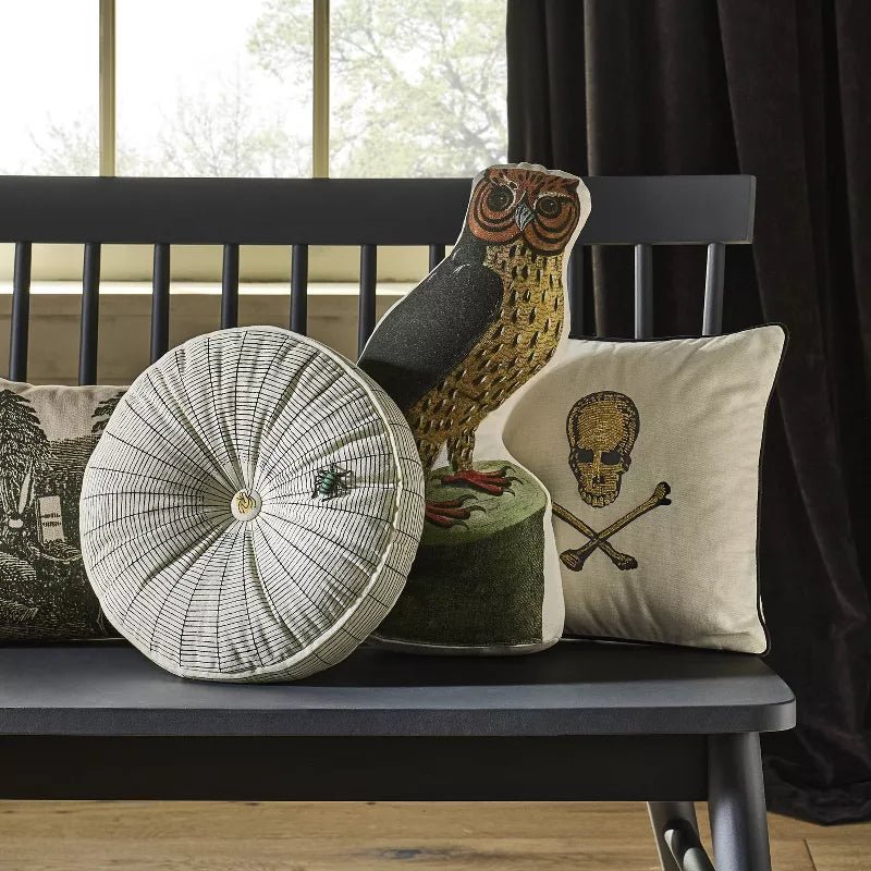 Round Tangled Web Novelty Throw Pillow Cream | John Derian - Bon Ton goods