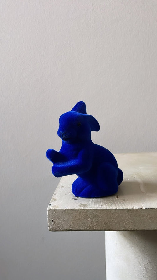 Royal Blue Velvet - Extra Small Sitting Bunny, | Ino Schaller - Bon Ton goods