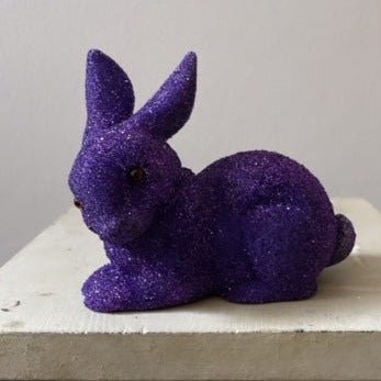Royal Purple Beaded Small Bunny Lying | Ino Schaller - Bon Ton goods