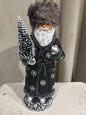 Russian Black Santa with Grey Fur Hat and Snow Decoration | Ino Schaller - Bon Ton goods