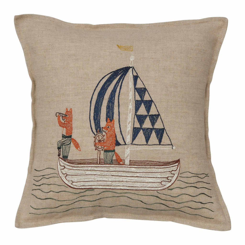 Sailing Foxes Pillow | Coral & Tusk - Bon Ton goods