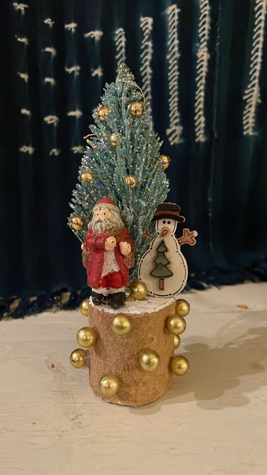 Santa and Snowman Brush Christmas Tree - Bon Ton goods