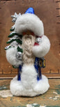 Santa Blue with Snowflakes & Crystals, Fur Edge & Snowflake Design on Gloves & Beaded Tree| Ino Schaller - Bon Ton goods