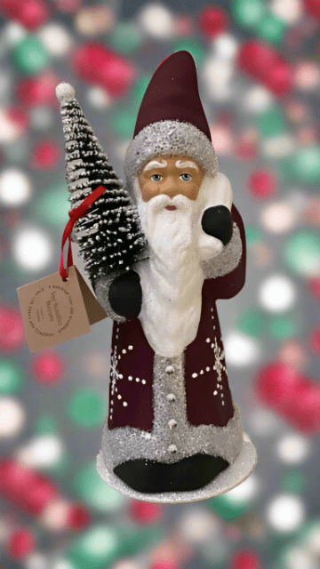 Santa Burgundy Coat with Silver Trim and Snowflake Motif | Ino Schaller - Bon Ton goods