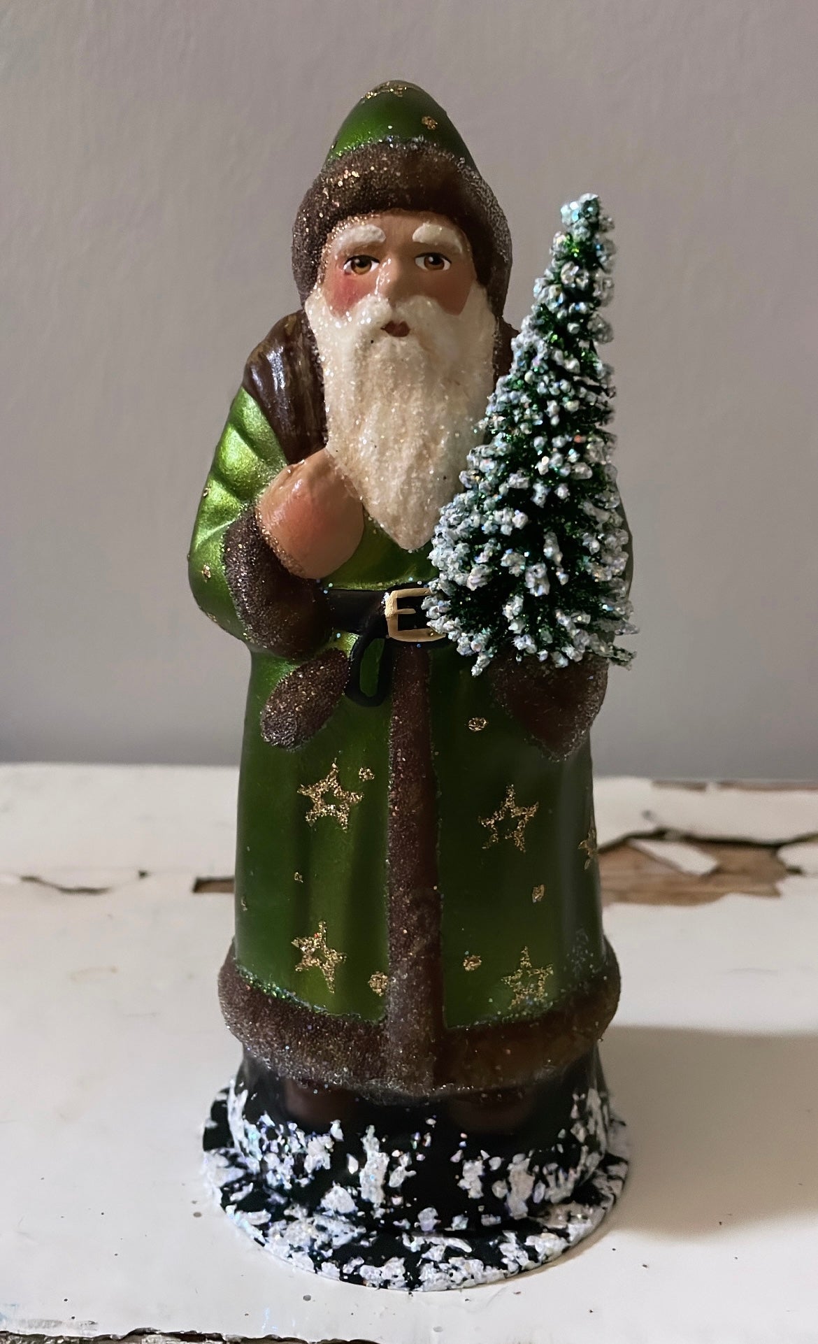 Santa Dark Green Coat, and Hand Painted Star Motif | Ino Schaller - Bon Ton goods