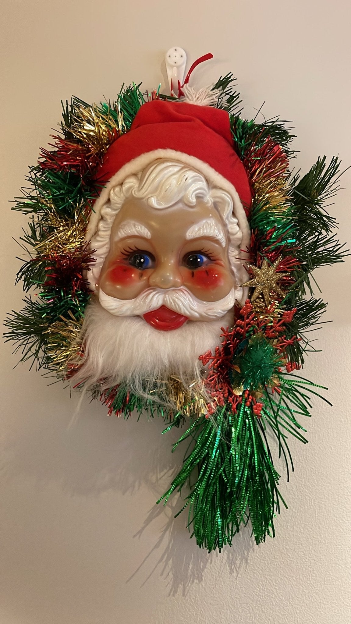 Santa Face Kitsch Wall Decoration - Festive Colors - Bon Ton goods