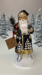 Santa Glossy Blue Coat with Gold Trim and Silver Bag, and Hand Painted Forest Scene | Ino Schaller - Bon Ton goods