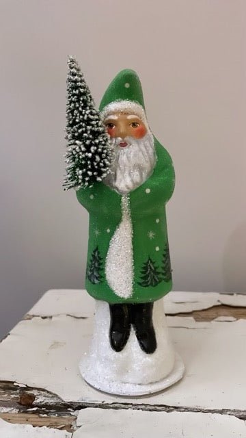 Santa Green Beaded Coat with Hand Painted Tree Motif - Bon Ton goods