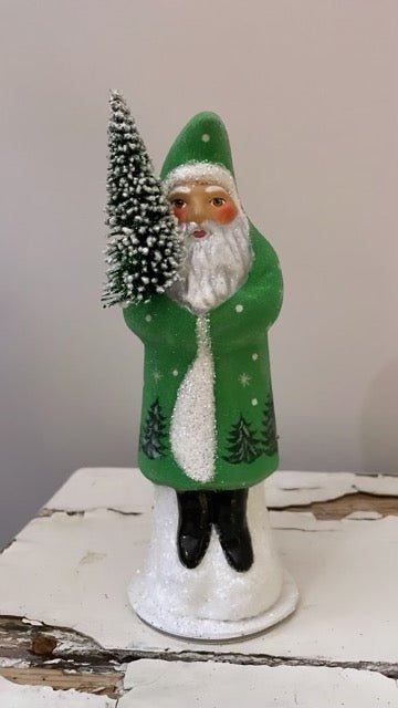 Santa Green Beaded Coat with Hand Painted Tree Motif | Ino Schaller - Bon Ton goods