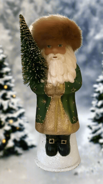 Santa Green Glossy with Gold Trim and Fur Cap | Ino Schaller - Bon Ton goods