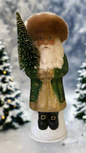 Santa Green Glossy with Gold Trim and Fur Cap | Ino Schaller