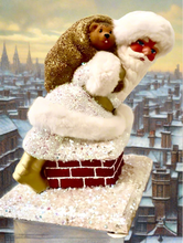 Load image into Gallery viewer, Santa no. 1 - White Glitter Coat, Climbing into Chimney - Ino Schaller

