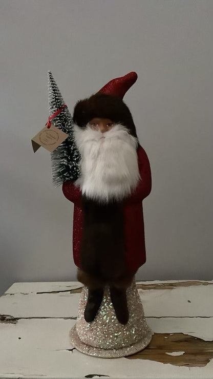 Santa no. 10 - Red Glitter with Brown Fur Trim | Ino Schaller - Bon Ton goods