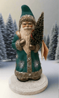 Santa no. 13 - Teal Painted Coat with Brilliant Gold Beaded Trim and Hand Painted Starburst Motif | Ino Schaller - Bon Ton goods