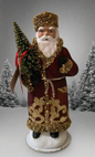 Santa no. 14 - Copper Coat with Gold Beaded Trim and Hand Painted Gold Motif | Ino Schaller