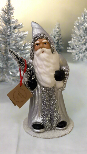 Santa no. 16 - Silver with Silver Beaded Trim - Ino Schaller