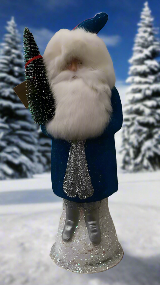 Santa no. 17 - Beaded Bright Blue with Silver Trim - Ino Schaller