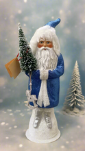Load image into Gallery viewer, Santa no. 18 - Beaded True Blue with Silver Trim and Rocking Horse Decor - Ino Schaller
