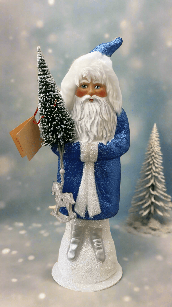Santa no. 18 - Beaded True Blue with Silver Trim and Rocking Horse Decor | Ino Schaller - Bon Ton goods