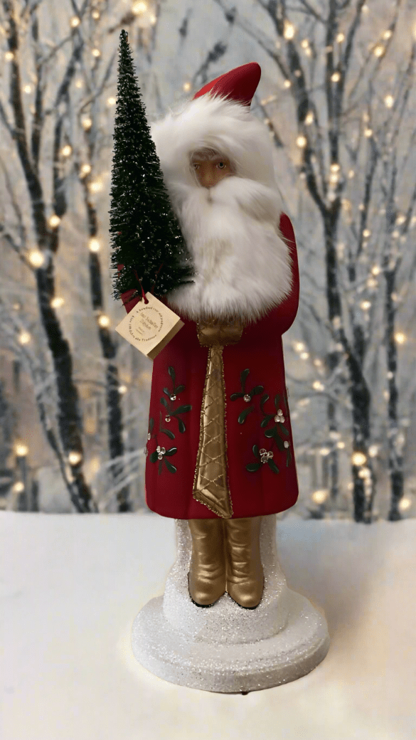 Santa no. 2 - Traditional Red with Gold Trim, and Hand Painted Holly Motif Coat | Ino Schaller - Bon Ton goods