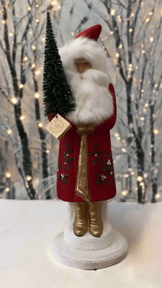Santa no. 2 - Traditional Red with Gold Trim, and Hand Painted Holly Motif Coat | Ino Schaller - Bon Ton goods