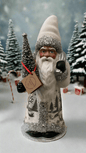 Santa no. 6 - White/Blue Beaded Coat with Hand Painted Forest Motif | Ino Schaller - Bon Ton goods