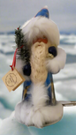 Santa no. 8 - Blue Beaded Coat with Fur Trim, and Hand Painted Penguin Motif | Ino Schaller