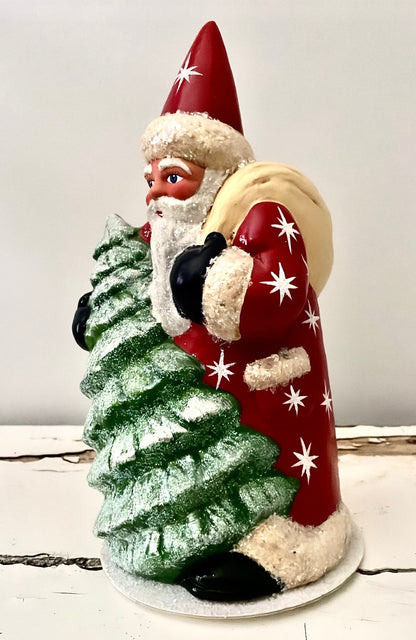 Santa Red with Silver Stars - Beaded and Glitter | Ino Schaller - Bon Ton goods