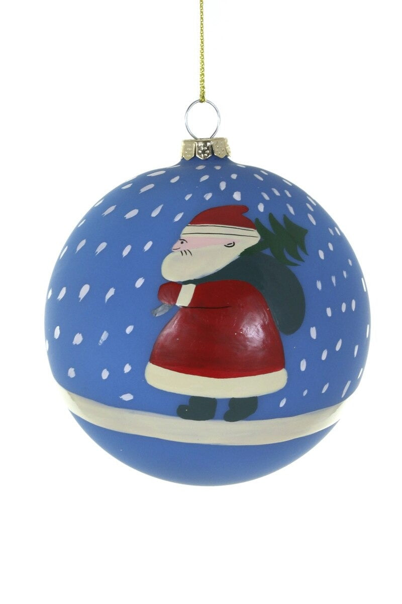 Santa Snowfall Glass Christmas Bauble by Cody Foster