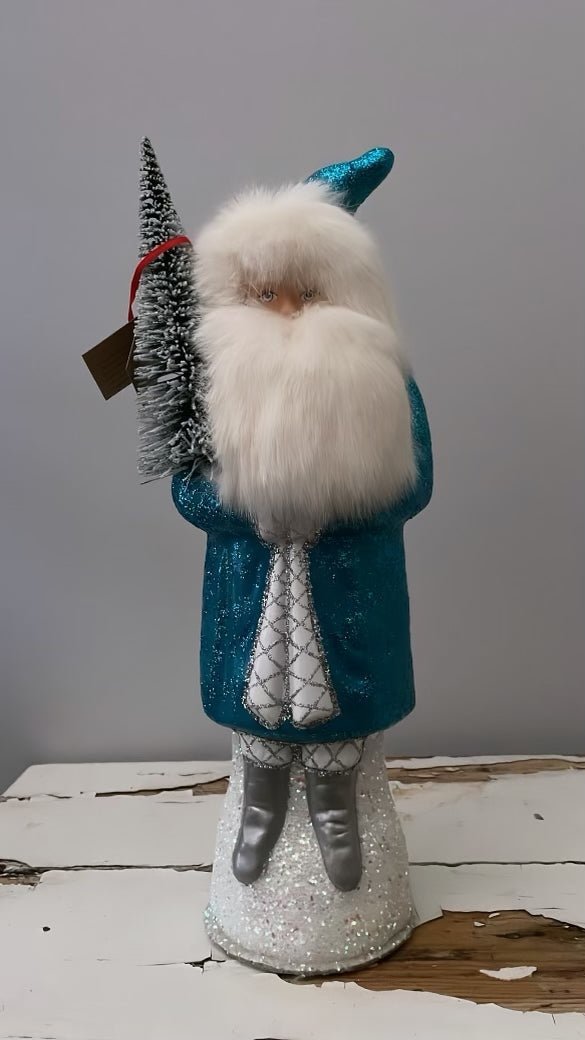 Santa Sponged Glitter Blue with Silver Trim | Ino Schaller - Bon Ton goods