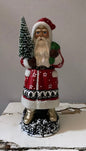 Santa Traditional Red with White Beaded Trim, Green Sack and Hand Painted Coat - Ino Schaller - Bon Ton goods