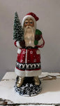 Santa Traditional Red with White Beaded Trim, Green Sack and Hand Painted Coat | Ino Schaller - Bon Ton goods